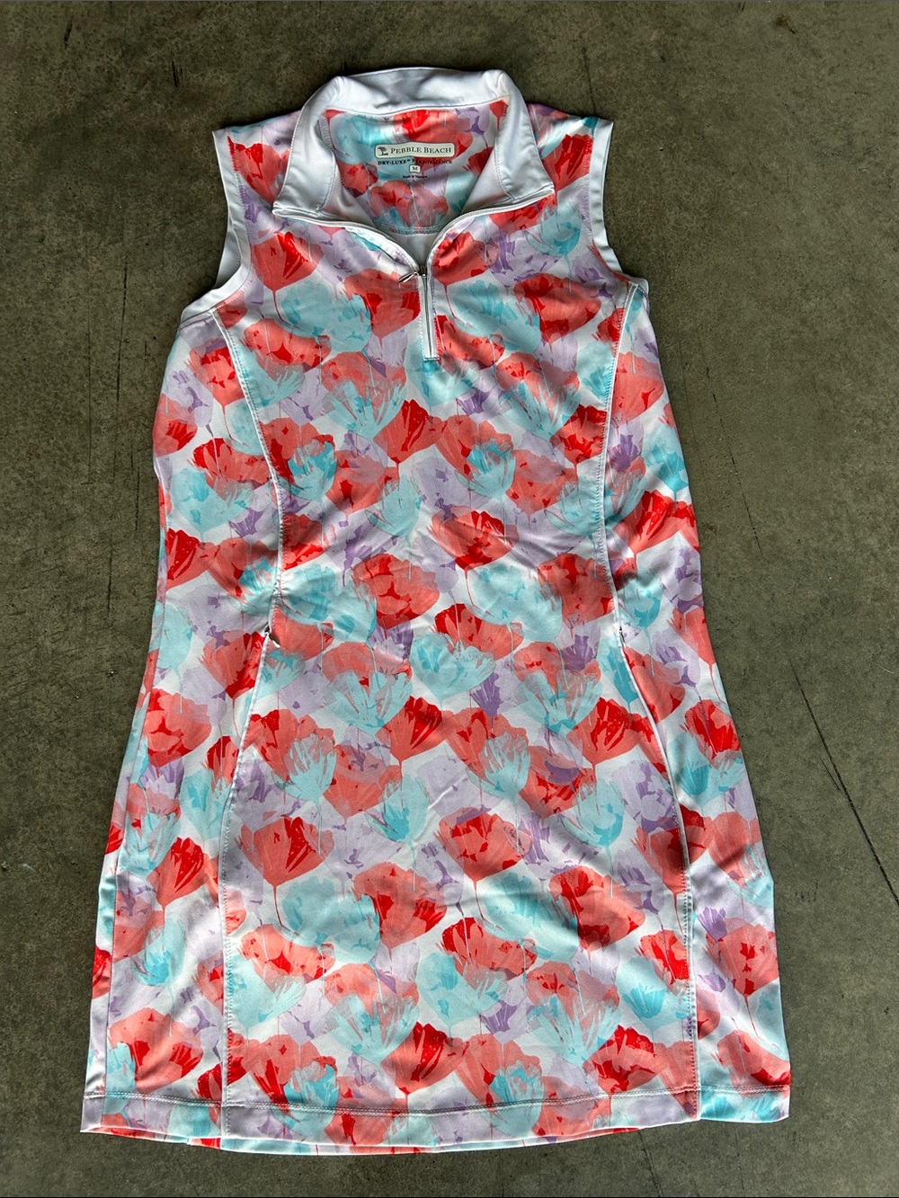 Pebble Beach Sleeveless Floral Golf Dress with Pockets
